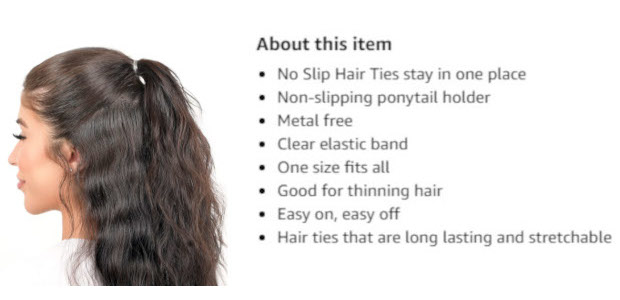 No Slip Hair Ties, Clear, No Metal, Comfort Grip, Ponytail […]